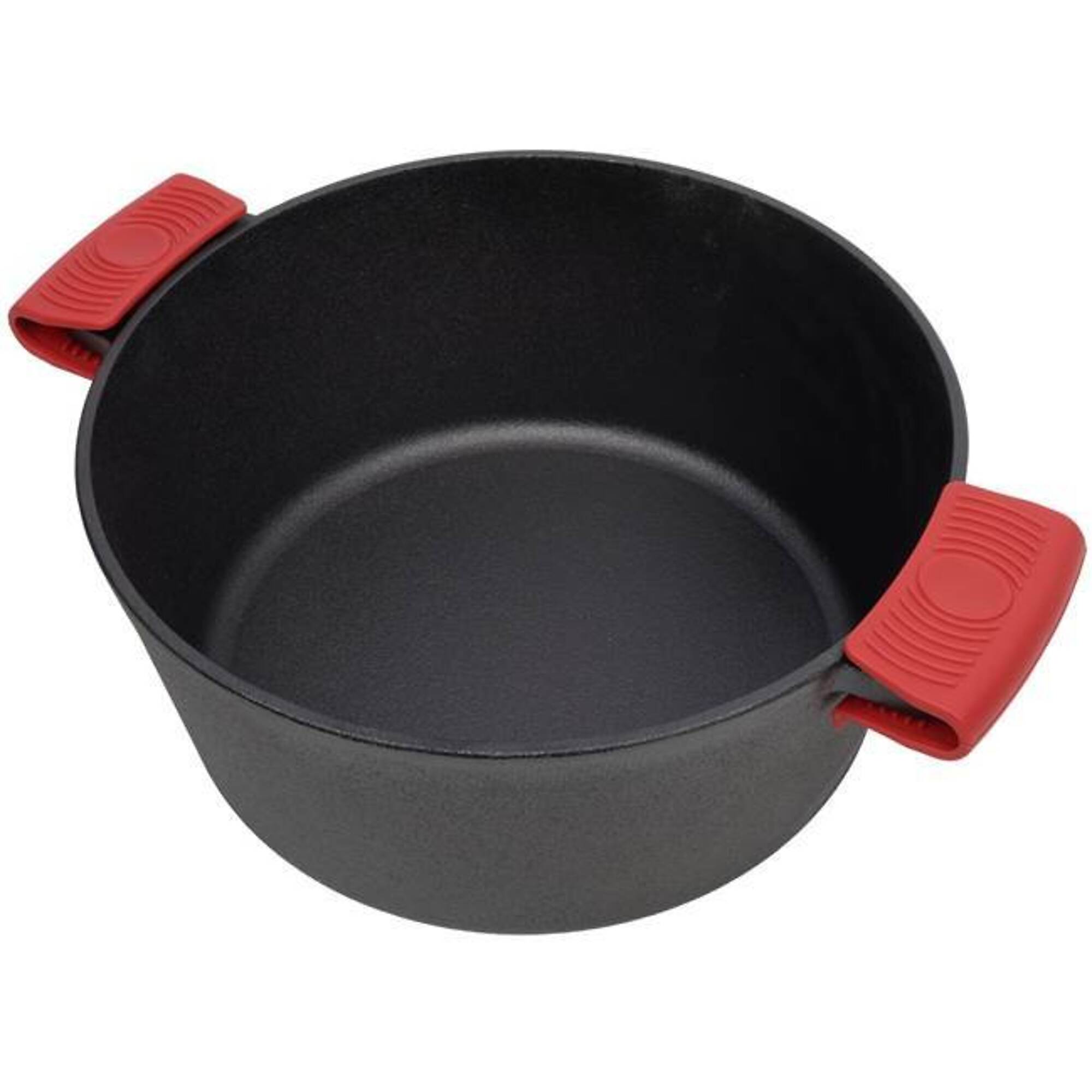 TMB BAC-W465P216245 Pre-Seasoned Cast Iron Dutch Oven — 5 Quart, Dual Handles, Silicone Handle Covers, Model# BAC-W465P216245